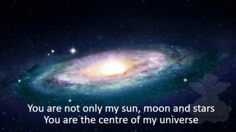 The universe. Text reads: You are not only my sun, moon and stars You are the centre of my universe