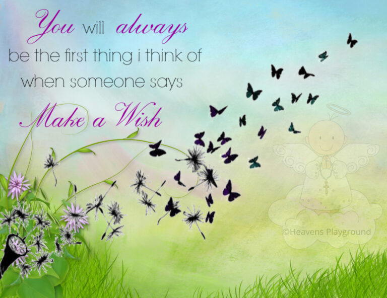 Butterflies taking flight from flowers. Text reads: You will always be the first thing i think of when someone says Make a Wish
