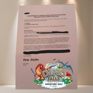 LOT 105 - Family Ticket (2 Adults, 2 Children (under 16) Dino Falls Adventure Golf