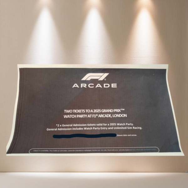 LOT 149 - F1 Arcade Tickets for 2 People