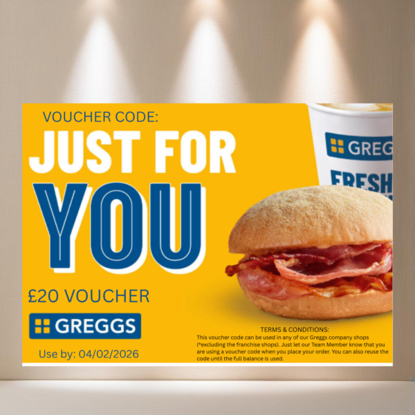 LOT 18 - Greggs £20 Voucher