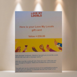 LOT 71 - Marstons 'Love my locals' £50 Voucher