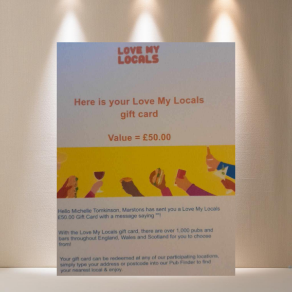 LOT 71 - Marstons 'Love my locals' £50 Voucher