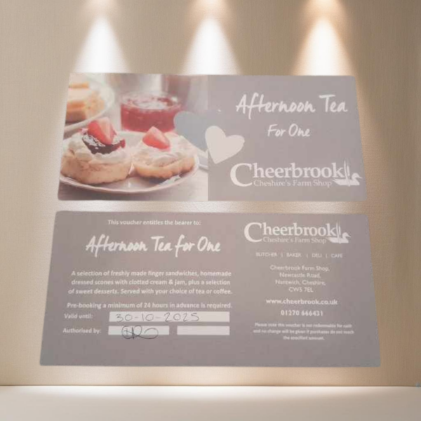 LOT 97 - Afternoon Tea for 1 (x2) at Cheerbrook Farm Vouchers