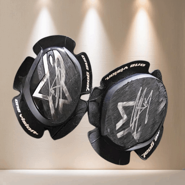 LOT 401 - Jonathan Rea Knee Slide Pads - SIGNED and WORN in Portugal August 2024
