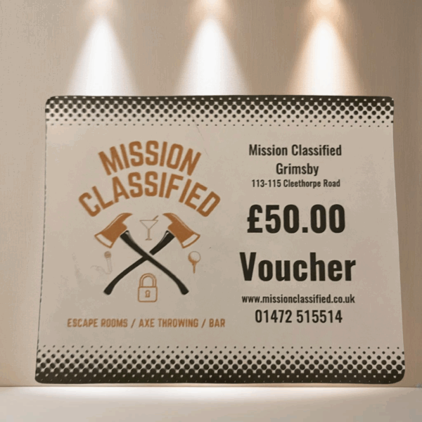 LOT 425 - £50 Voucher for Mission Classified, Grimsby