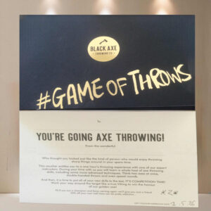 LOT 431 - Black Axe Throwing for 2 People